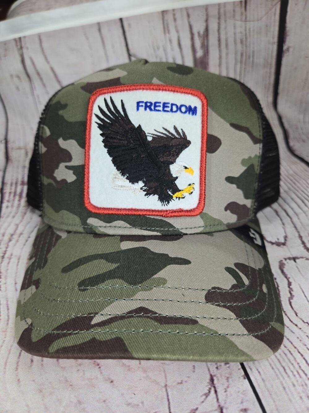 Goorin Bros Freedom Eagle Patch Trucker Hat Camouflage/Black/Red Adjustable